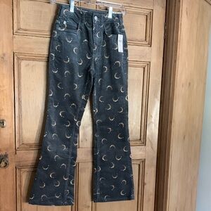 Pilcro Black Crescent Pattern Flare Corduroys